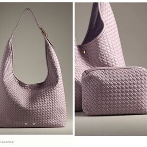 Anthropologie Lilac Woven Hobo Bag Set